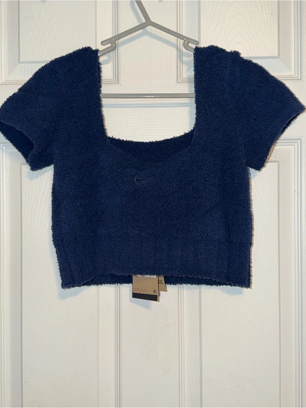 Nike Plush Knit Cropped Short Sleeve Top Midnight